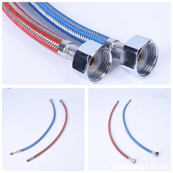 Fabriklieferant Flexible Edelstahl-Badezimmer-Waschbecken-Warmwasserbereiter-Anschluss Flexible geflochtene Metall-Sanitärschläuche